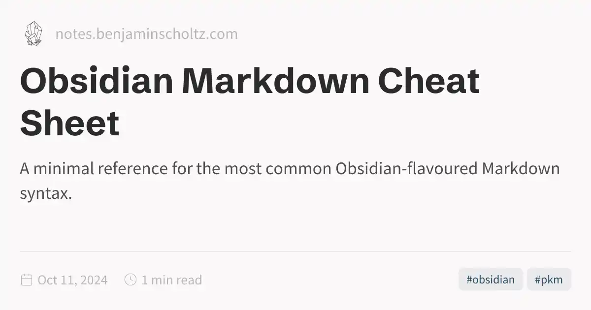 Obsidian Markdown Cheat Sheet